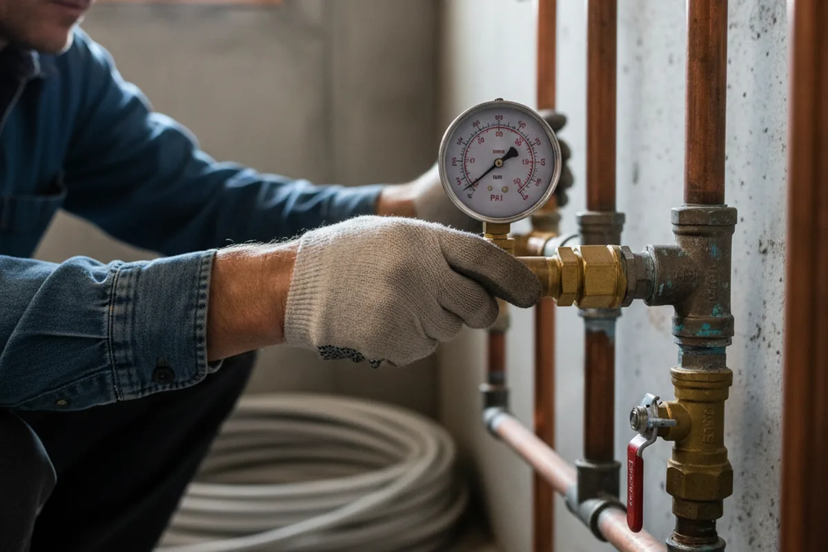 Pressure testing a repaired line during Water Line Repair in Wendell